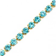 Metalen strass cupchain ketting 3mm Turquoise blue-gold